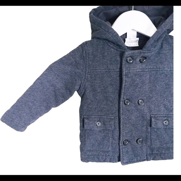 GYMBOREE Cotton Pea Coat With Duffle Detailing & Pockets Grey Baby Boy Sz 18M-2Y - Picture 4 of 8